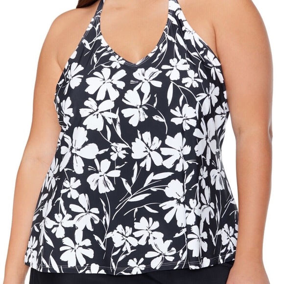Island Escape Women's Plus Size T-Back Underwire Tankini Top Size 16W - Picture 3 of 4